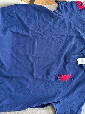 Polo by Ralph Lauren Navy Blue Polo with Red Pony Logo